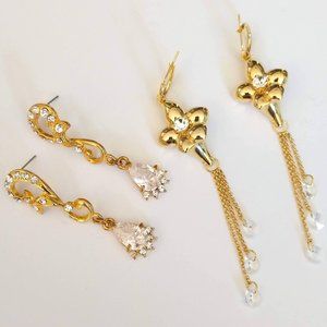 Gold and crystal earrings (2 pairs)